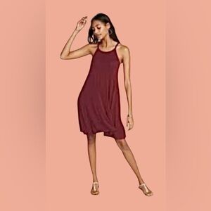 🔥 NWT! OLD NAVY! SUSPENDED-NECK SWING DRESS IN CRIMSON CRANBERRY! STRETCHY!